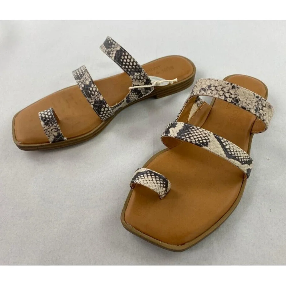 SUN + STONE women sandals shoes SS Sandyl 10011740500 leather brown 6M $98